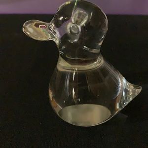 Clear Handblown Glass Duck Paper Weight